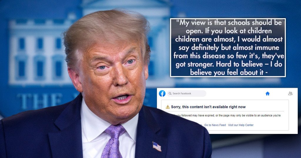 Facebook deletes Donald Trump’s post falsely claiming children are immune to Covid-19
